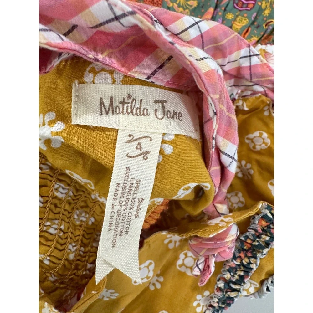 Matilda Jane Girls‎ Dress Colorful Patchwork Tiered Ruffle Size 4